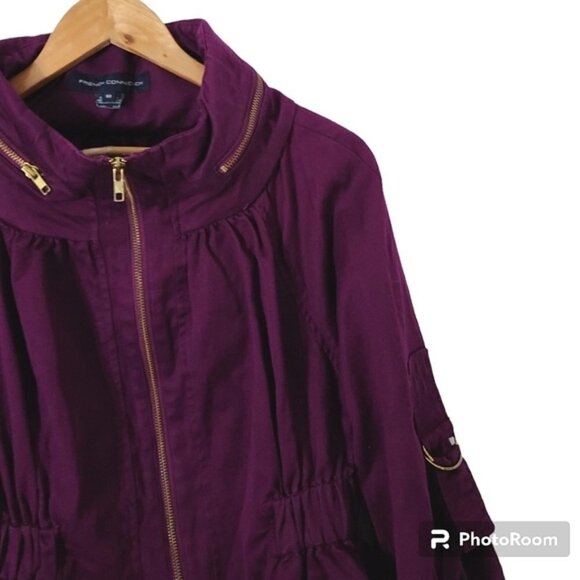 French Connection Underground Purple Twill Cotton & Linen Jacket Women's Size 10 - Picture 3 of 15
